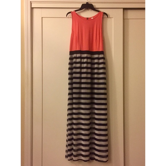 Xhilaration Dresses & Skirts - Coral Maxi Dress with Stripes